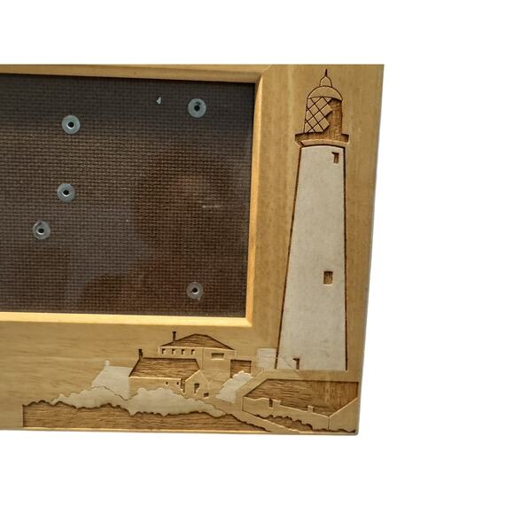 Coastal Wooden Picture Frame Inlay Marquetry Lighthouse - Picture 3 of 6